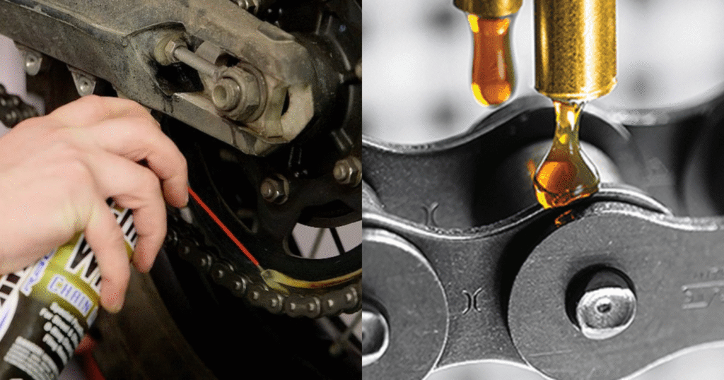 lubrication should be on chain links to reduce friction in between