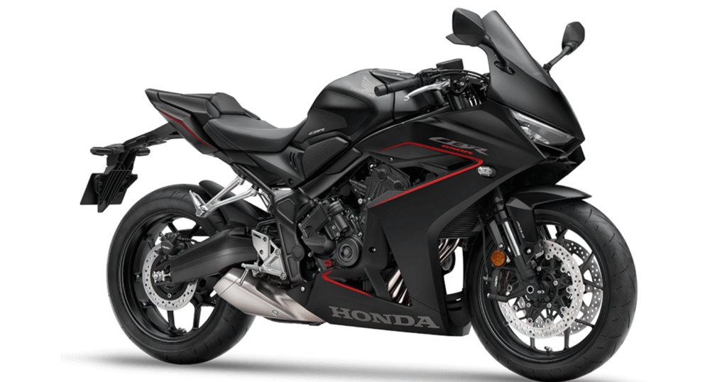 2025 Honda CBR650R side view showing black color variant with exhaust
