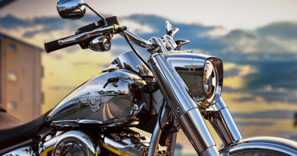 Side profile of Harley-Davidson Fat Boy Gray Ghost highlighting fuel tank