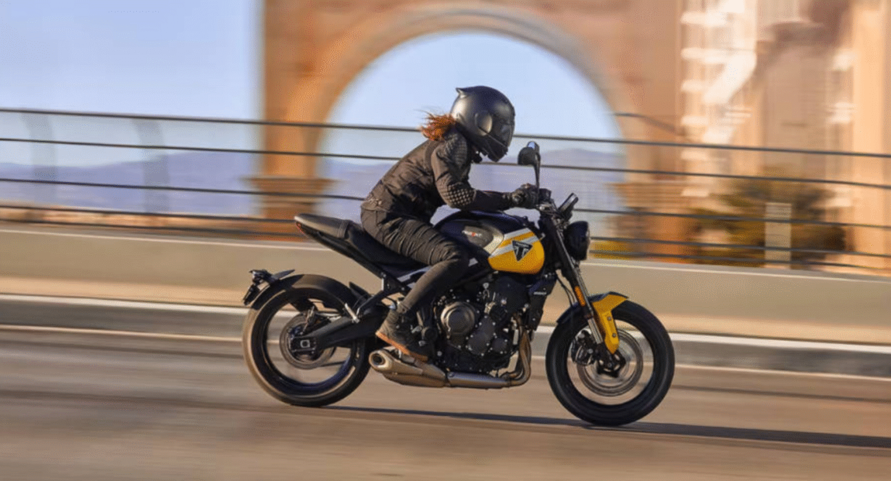 2025 Triumph Speed Triple 1200 RS rolling on the open highway