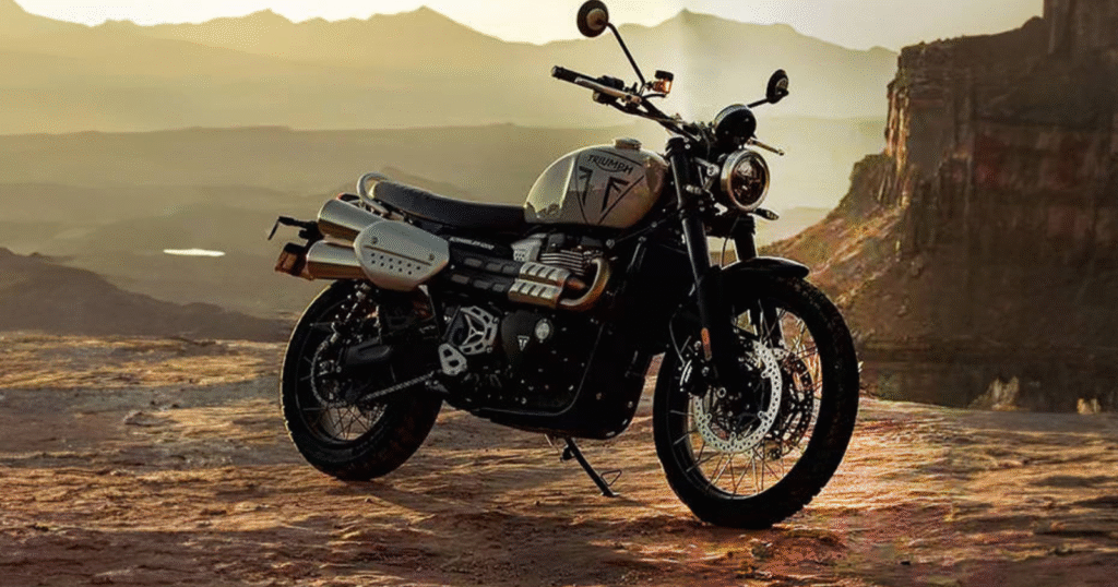 all new triumph scrambler 1200 x side profile on side stand