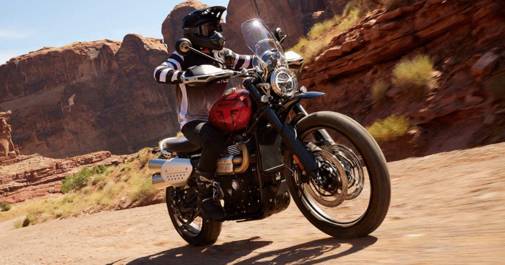 unviel the triumph scrambler 1200 x in red colour