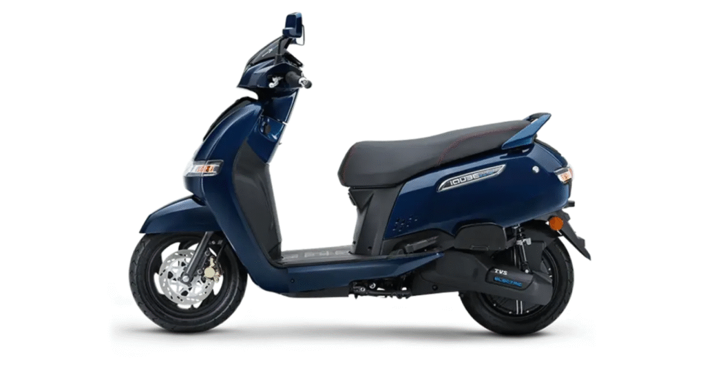tvs iqube st new update in blue colour side profile