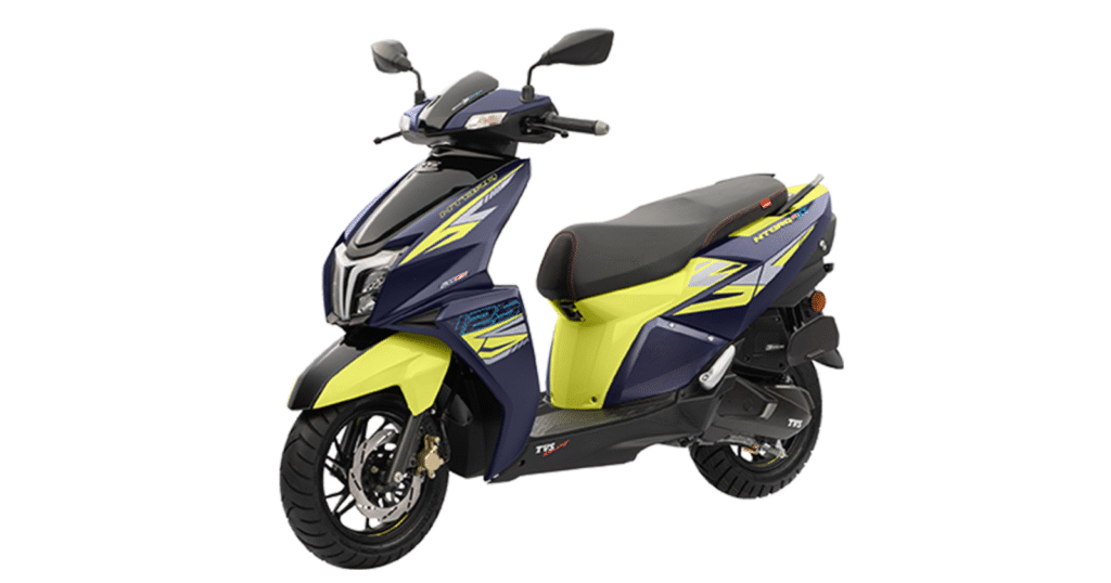 TVS Ntorq 125 in yellow and blue colour