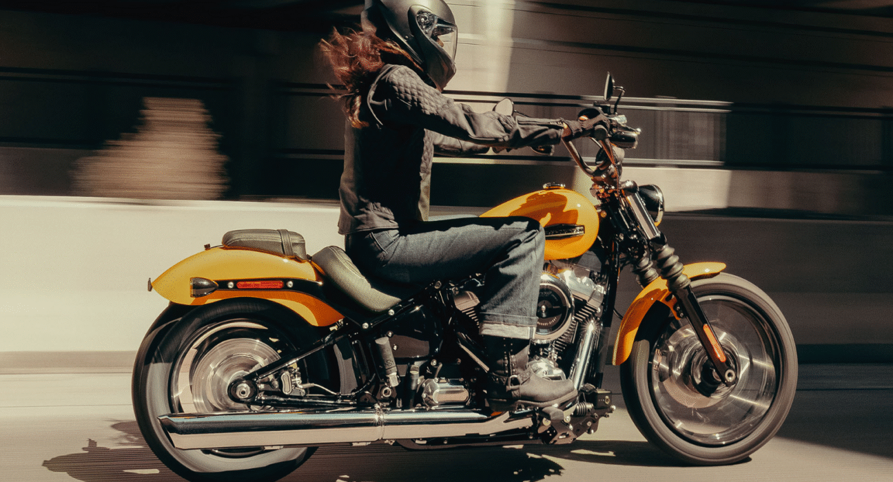 Rider Riding 2025 Harley Davidson Street Fat Bob