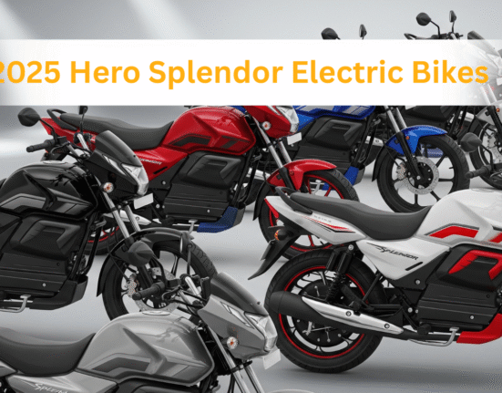 Hero Splendor electric bike 2025 in Black, Red, Blue, Silver, White, and dual-tone colors