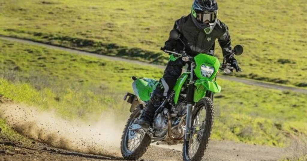 Kawasaki KLX 230 RS showing burnout