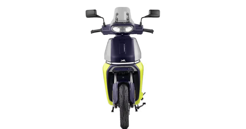 Front view of TVS Orbiter electric scooter