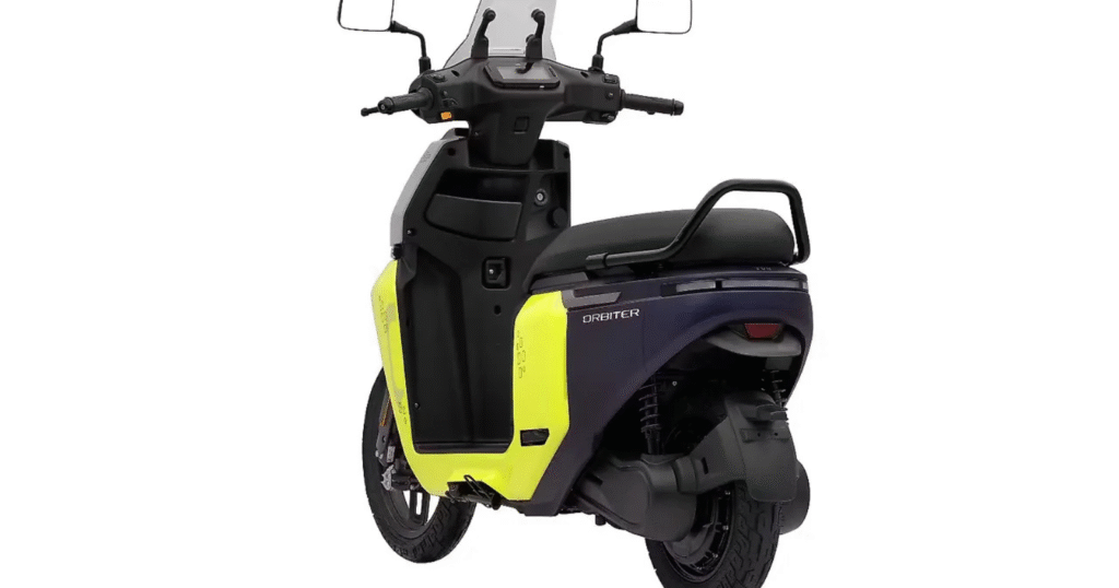 Rear view of TVS Orbiter electric scooter