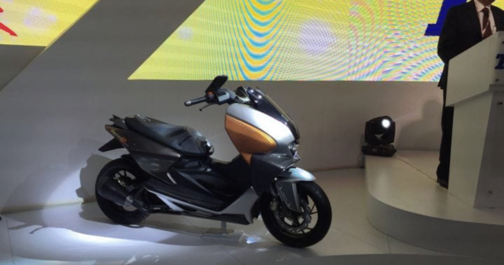 TVS NTorq 150 scooter side view in the Showroom