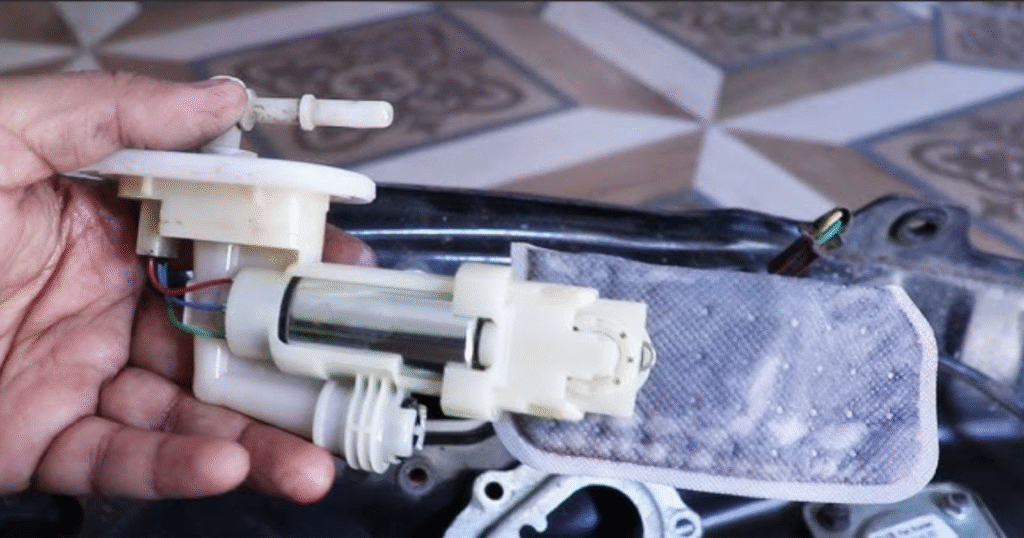 Dirty motorcycle fuel filter causing poor acceleration and power loss