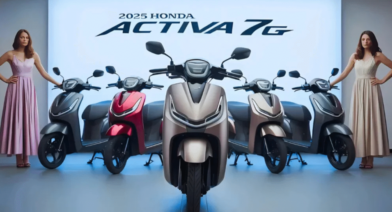 Honda Activa 7G 2025 at Showroom with bold banner text highlighting Honda Activa 7G 2025