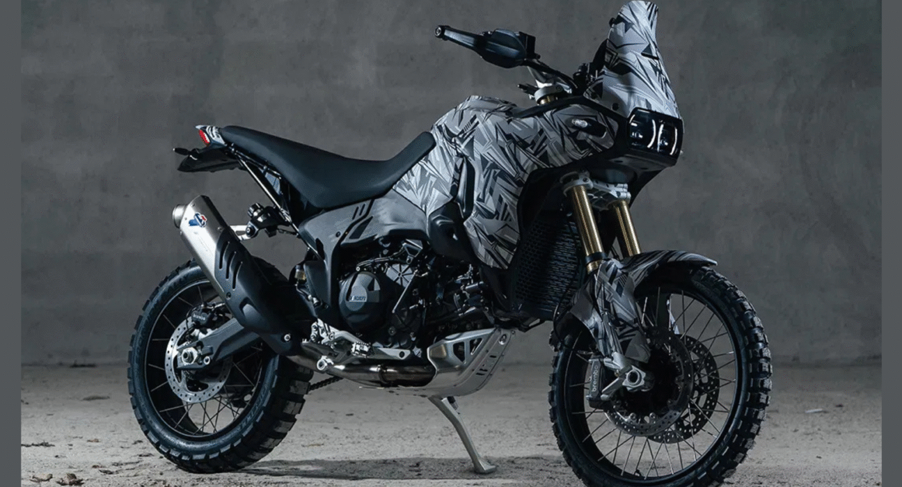 Next-gen Ducati DesertX off-road prototype with updated front fairing