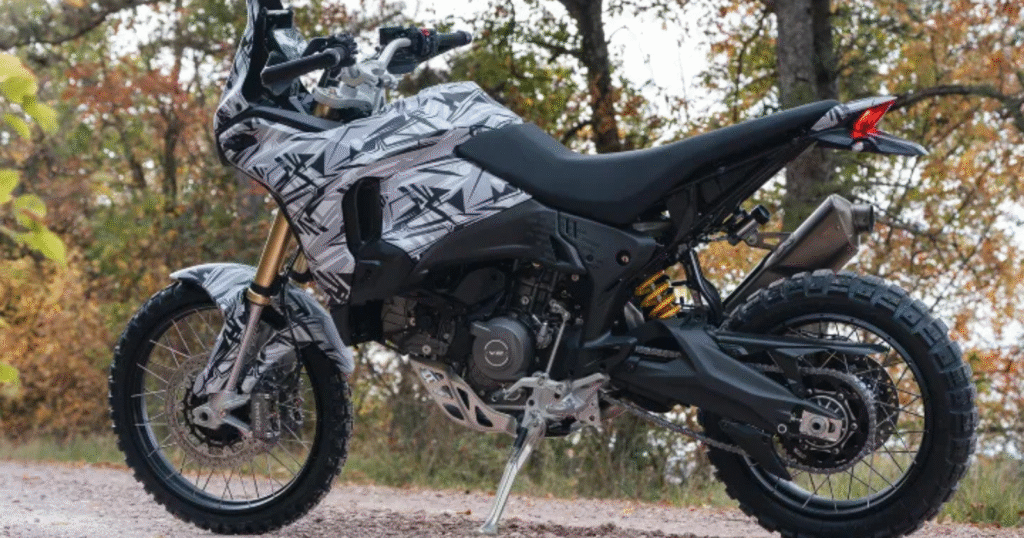 Camouflaged next-gen Ducati DesertX prototype side view