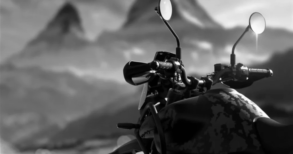 Royal Enfield Himalayan 450 Mana Black Edition handlebar design with rally hand guards and ergonomic control placement