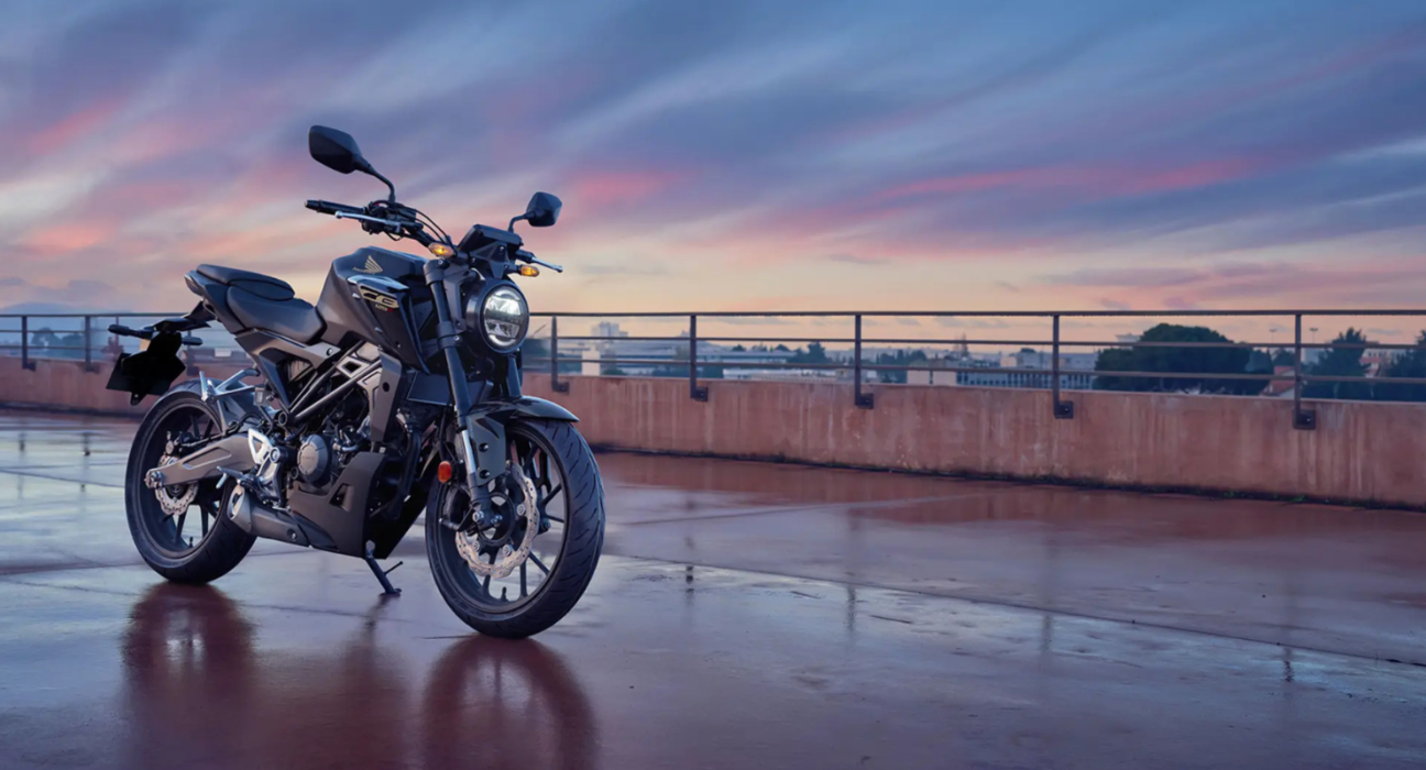 2026 Honda CB125R parked on the road showing right-side profile with new colour and Neo Sports Café design
