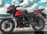 2026 Bajaj Pulsar 125 in black and red colour photographed against a coastal background