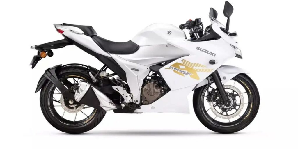 2026 Suzuki Gixxer SF 250 displayed in the new white colour option with refreshed decals