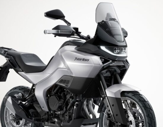 Norton Atlas 2026 adventure bike with USD forks and touring windscreen