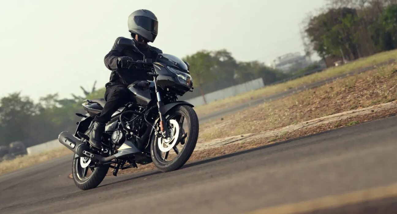 Bajaj Pulsar 180 on-road riding shot showcasing performance and handling